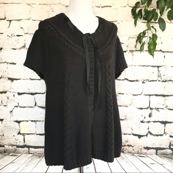 Vertigo Paris Sweaters - Vertigo Paris Gray Cable Knit Cape Sweater